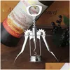 Bottle Favors Wine Opener Stainless Steel Metal Strong Pressure Wing Corkscrew Grape Kitchen Dining Bar Accesssory Straight Drop Del Dhibz