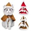 Costumes de chat Costume de Noël Automne Hiver Cape chaude Santa Renne Cosplay Drôle Cape pour animaux de compagnie Habiller Vêtements Accessoires Décor En Gros