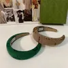 Com caixa de luxo g-letter feminino headbands verde cáqui cor aros de cabelo para tranças marca ue eua feminino presente de natal hairjewel307d