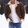 Men Plus Size Winter Coat Lapel Collar Long Sleeve Padded Leather Jacket Vintage Thicken Sheepskin with Hood for 231228