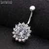 Other 1pc Stainless Steel CZ Zircon Flower Petal Navel Piercing Crystal Belly Button Rings Body Nombril Pircing Navelpiercing2615482