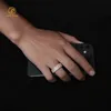 Hiphop smycken grossistpris kvinnor special design evighet ring guld fast silver ring 925 sterling moissanit mens ringar