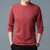 Herren-Langarm-T-Shirt Fashiona, einfarbig, Herbst-Oberteile in Übergröße für bequemes Tragen von Seide, Basic-Shirt, weiches Oberteil, 231228