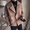 Autumn and Winter Windbreaker Men's Korean Style Fashion Highquality Short Woolen Coat Pure Colorcasual Comfortable EUsize 231228