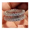 Anneaux de mariage 925 Sterling Sier FL Princesse Cut Blanc Topaz Cz Diamant Promesse Bague De Mariée Pour Femmes Cadeau Drop Livraison Bijoux Dhvfu