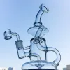 8 Inch Water Glass Bong Klein Recycler Oil Dab Rigs Tornado Water Pipes 14mm Female Joint With Bowl LL