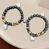 Link Bracelets 2Pcs/Set Magnetic Attachment Beaded Letter Bracelet For Teens Girls Kids Parent-child Friendship Birthday Jewelry Gift