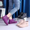 Botas de chuva curtas tornozelo sapatos de água para mulheres falso zip e rendas botas de chuva moda mulher jardim sapatos senhoras borracha impermeável 231228