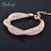 Sinleery Luxury 2 Layer Cross Mesh Armband med mousserande kristall inuti Women Girl Fashion Jewelry 2 Color SL068 SSH254R