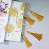 Party Favor Metal Bookmark Chinese Style Vintage Creative Leaf Vein Hollow Maple Fringed Apricot Presents