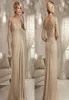 Champagne Mother of the Bride Dresses Plus Size 2023 Chiffon Half Sleeves Groom Godmother Evening Dress for Wedding New Beaded Lac8714964