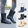 Women Ankle Rain Boots Non-Slip Fleece Removable Waterproof Water Shoes Woman Slip-on Cartoon Rainboots Wellies 231228