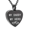 Heart Urn Necklace For Ashes Keepsakes Memorial Pendant Rostfritt stål Kremeringsmycken-'My Daddy My Hero' Love You240p