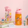 1pc 500ml BPA-vrije waterfles met schattige roze cartoonpatronen en stro voor kinderen terug naar school, sport