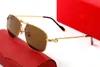 Moda Tasarımcı Pilot Güneş Gözlüğü Erkekler İçin Kadınlar Mirror Baskı Büyük Boy Büyük Lens Kahverengi Siyah Altın Çerçeve Adam Polarize UV ​​Koruma Asetat2