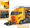 10 I 1 Konstruktionsleksaker Truck Storage Die Cast Vehicle Transporter Car Set Excavator Dump Digger Backhoe for Kids Gift 231228