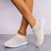 Cristal respirável malha tênis para mulher confortável fundo macio apartamentos plus size 43 antiderrapante sapatos casuais mulher