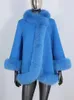 Kurtki CXFS 2022 Prawdziwa futra płaszcza zimowa Kobiet Kobiety Naturalny lis furty kołnierz kaszmirowy wełniany wełniany damski damski odzież streetwear nowa moda