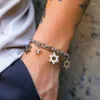 Link pulseiras na moda aço inoxidável estrela de cinco pontas pulseira empilhada corrente para homens jóias presente hip hop acessórios de mão