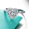 Vecalon a forma di cuore anello di promessa in argento sterling 925 1ct 5A Cz anelli di fede nuziale per le donne gioielli da dito festa nuziale Gift222e