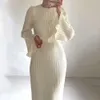 Fit klänning för kvinnor designer maxi veckad flare långärmad klänningar vår höst mode bodycon sexig sling sling kläder kjol