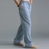 Pantaloni da uomo Pantaloni casual Lino di cotone lavato Sport larghi e traspiranti con tasche Harajuku Fashion Pantalones Hombre