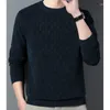 Herr t skjortor våren hösten 2023 solid rund nacke långa ärmar tröja klädnad casual lös pullover randig rutig mode vintage toppar