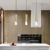 Hanglampen Minimalistische cilindrische LED-kroonluchters Koper IJzer Helder kristal Slaapkamer Keuken Hanglamp Gold Drop E27 lamp