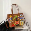 Ventas de fábrica Bag Women 4 Colors Minority Graffiti Color Moldy Bols de moda a juego Bolsos de cuero acolchado Bolso de cuero acolchado Bordería de bordado 4464 4464