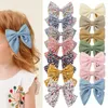 Accessoires pour cheveux 1 pièce, Barrette à nœuds en coton Floral pour enfants, pince à cheveux, imprimé à la mode, pour femmes et filles, épingle à cheveux