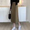 Dresses Summer Bodycon Midi Skirt Black Straight High Waist Slit Long Skirts Women Casual Korean Fashion Solid A Line White Skirt Girls