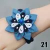 Link Bracelets Handmade Ethnic Tie-dyed Fabric Flower Braided Bracelet Blue Charms Clapper Bell Jewelry Belly Dance Accessories