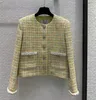 Europe and the United States women's 2024 winter new Round neck Long sleeve single breasted yellow fashion The tweed jacket