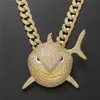 Gold Silver Colors Bling CZ Big Shark Pendant med CZ Cuban Chain For Men Punk Jewelry Gift280s