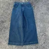 Mens and womens jeans high waist gothic loose straight wide leg pants y2k street retro harajuku fashion blue 2312129