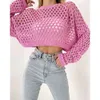 Designer-Damenpullover Strickwaren Flare-Ärmel Lose Rundhalsausschnitt Pullover Sexy Mode Rosa Kleidung 1228