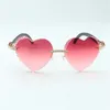 Direct sales new heart shaped cutting lens endless diamonds sunglasses 8300687 black natural wooden temples size 58-18-135 mm