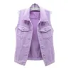 معاطف الخريف القصيرة القصيرة ، قم بتصميم Candy Slim Gilet Overwear Burrs Womens Denim Jackets Subsiveless Spring 231229