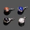 Pendant Necklaces Silver Color Wire Wrap Round Crystal Beads Pendants Reiki Natural Agates Stone Charm Pendulum For Women Lucky Healing