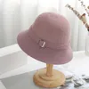 New Woolen Felt Bucket Hats for Women Girls Fashion Elegant Bows Basin Caps Outdoor Warm Windproof Fisherman Winter Knitted Hats