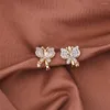 Oorknopjes Dckazz Luxe Ingelegde Kristallen Vlinder Koreaanse Trend Natuurlijke Zirkoon 585 Rose Goud Kleur Leuke Insect Drop Earring