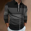 Herren-Poloshirts, stilvolles Langarm-T-Shirt mit Reißverschlusskragen, schmale Passform, atmungsaktiver und weicher Stoff, perfekt für Frühling und Herbst