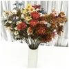 Dekorativa blommor 60 cm Artificial Multicolor Chrysanthemum Silkduk Bröllop Växt DIY Blommor Arrangement Material El Party Year Home Deco