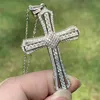 Choucong helt nya unika lyxsmycken Cross Pendant 925 Sterling Silver Pave White Clear 5A Cubic Zirconia CZ Women Necklace WI222R