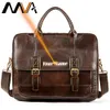 Aktetassen mva heren echte lederen tas kantoor heren aktetas vintage heren lederen tas gegraveerde messenger mannen handtas voor 14 "laptop 7406