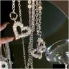 Chokers 17Km Mode Vlinder Hart Zirkoon Ketting Voor Vrouwen Meisjes Sier Kleur Glanzende Liefde Sleutelbeen Ketting Kettingen Trend Sieraden Dr Dhjqb