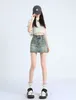 Shorts pour femme filles Denim Version coréenne anti-dérapant étudiant taille haute a-ligne simple boutonnage demi-jupe en jean