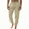 Men's Pants Ankle Cuff With Drawstrings Solid Color Costume Banded Strap Bound Harlan Trousers Men Clothing