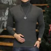 Mode mäns turtleneck t-shirts casual höst vinter hög krage smal långärmad stretchmodell undertröja plus storlek tees 231228