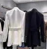 チャンニュー2024女子ブランドジャケットファッションハイエンド秋/冬のクラシックツイードコートブラックコートカーディガン